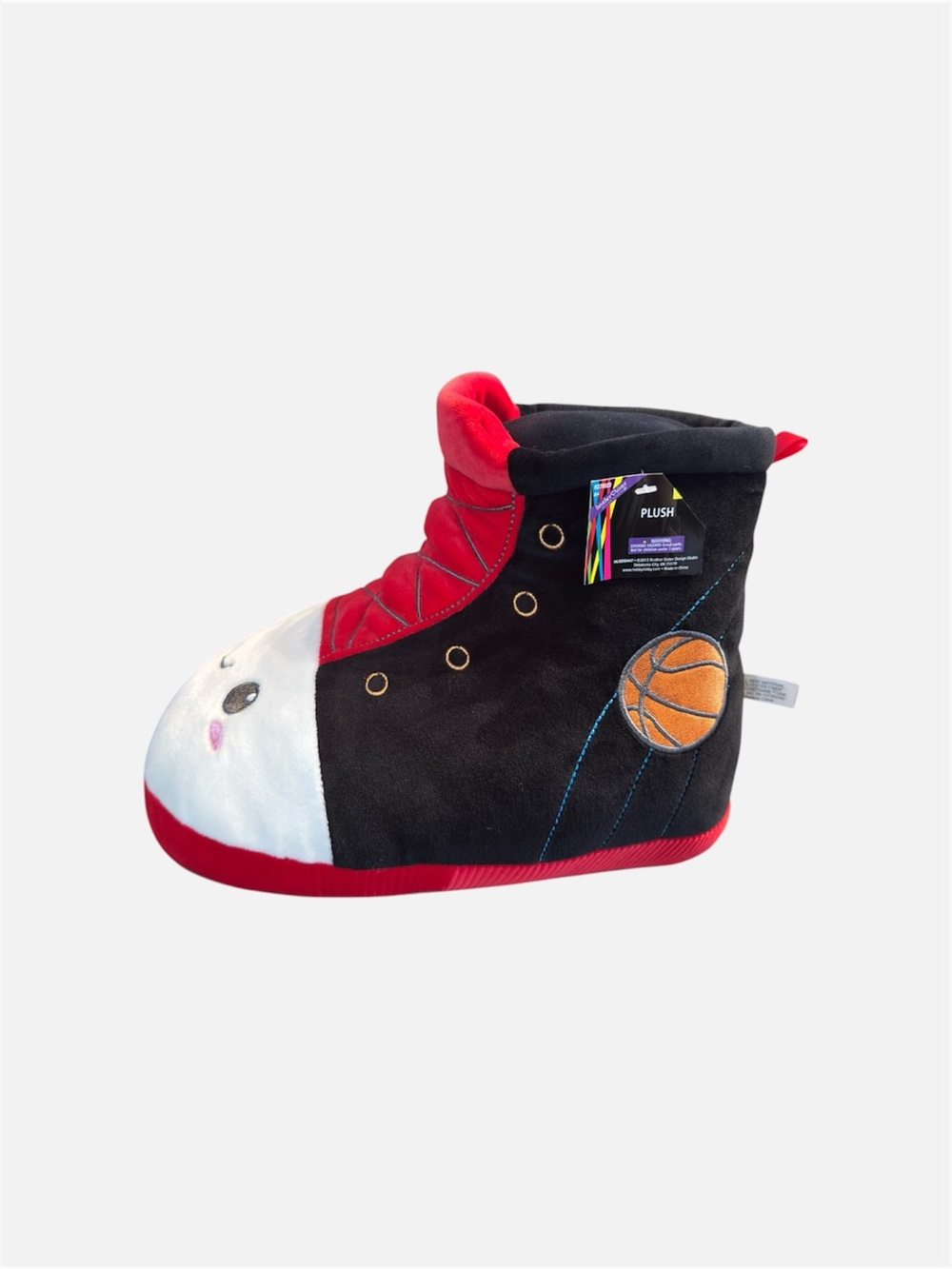 Basketball Plush Boot Slipper Pillow | Sports Novelty Plush | Black & Red NWT